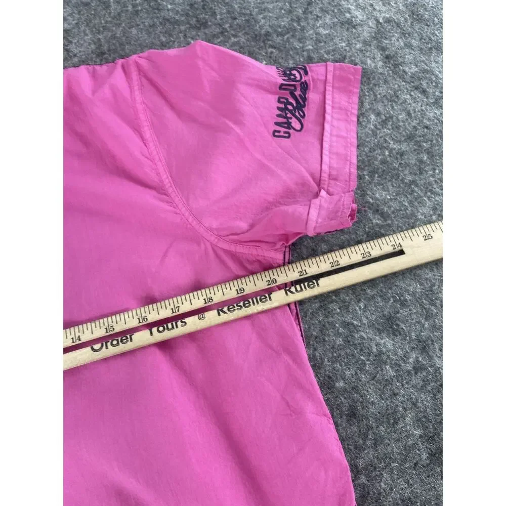 Camp David Shirt Mens Medium Pink Button Up Embroidered Short Sleeve Cotton N30